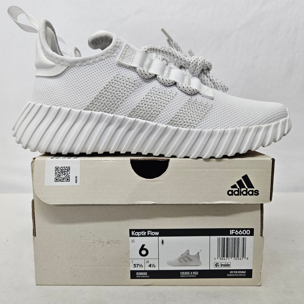 Adidas Kaptir Flow Running Shoes IF6600 White Silver Womens Size 6 - Picture 2 of 10